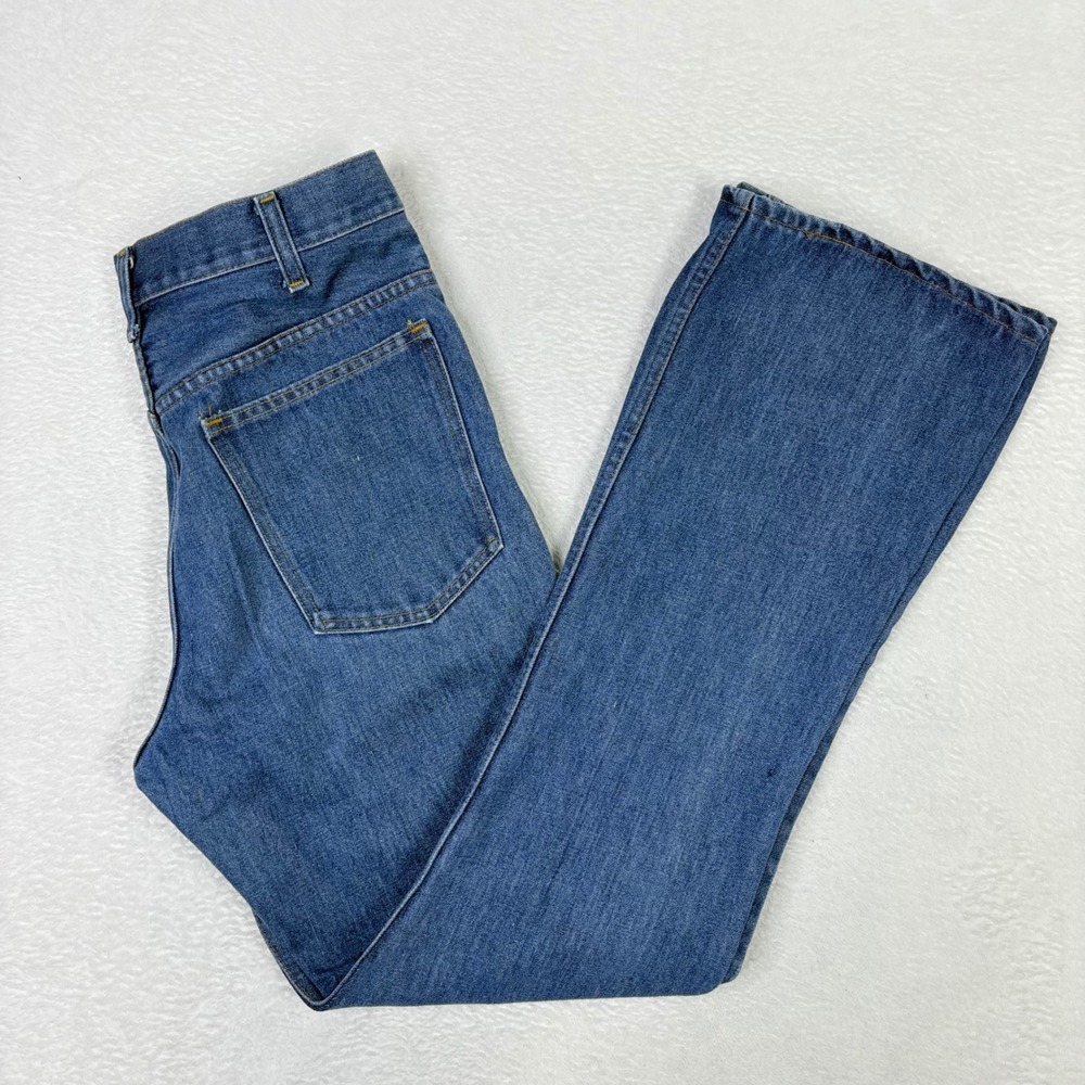 Vintage JCPenney Plain Pockets Flare Jeans Mens 33x34 Denim 70s 80s USA READ